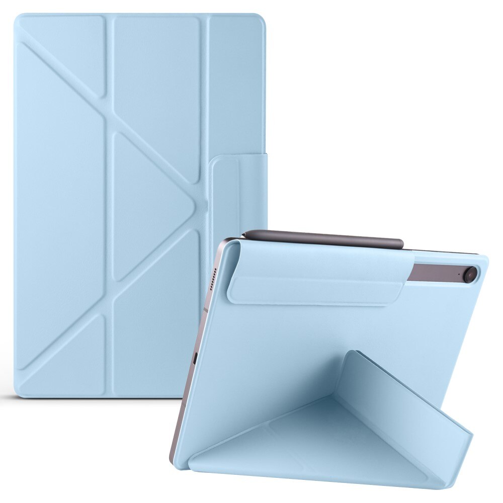Husa tableta XGSM origami pentru Samsung Galaxy Tab S10 FE / S9 FE / S9, baby blue, material eko-piele si policarbonat, functie suport, auto wake/sleep