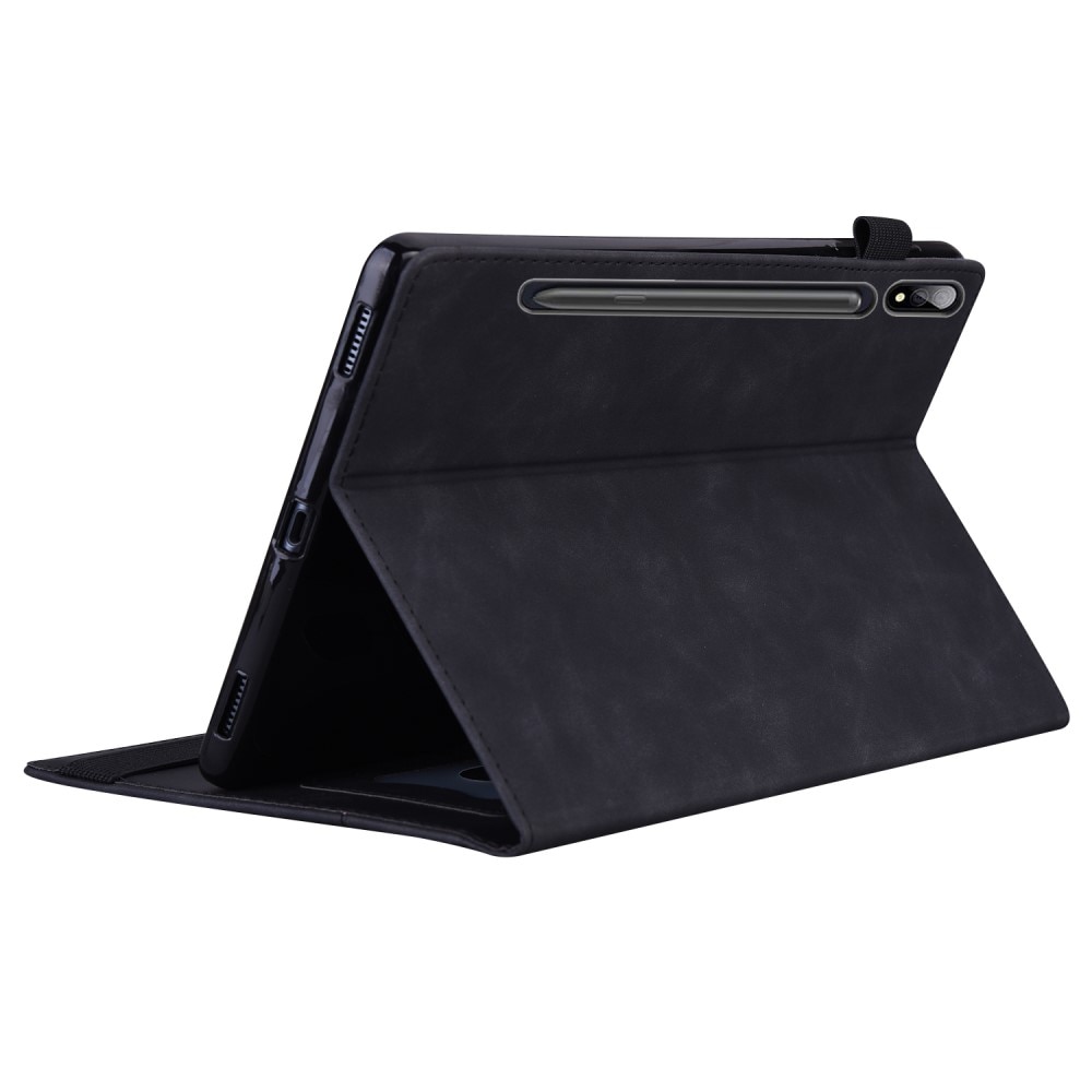 Husa tableta XGSM pentru Samsung Galaxy Tab S10 FE/S9 FE/S9/S8/S7, eko-piele, suport, neagra