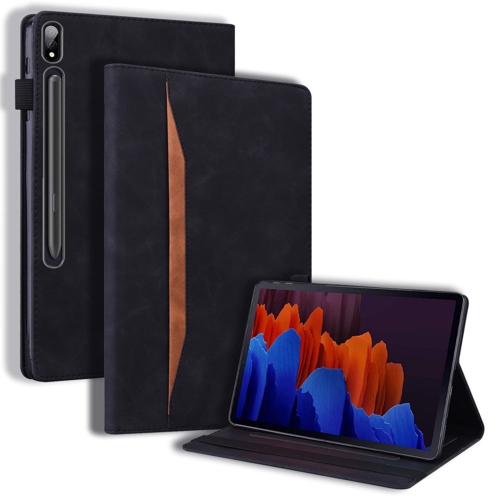 Husa tableta XGSM pentru Samsung Galaxy Tab S10 FE/S9 FE/S9/S8/S7, eko-piele, suport, neagra