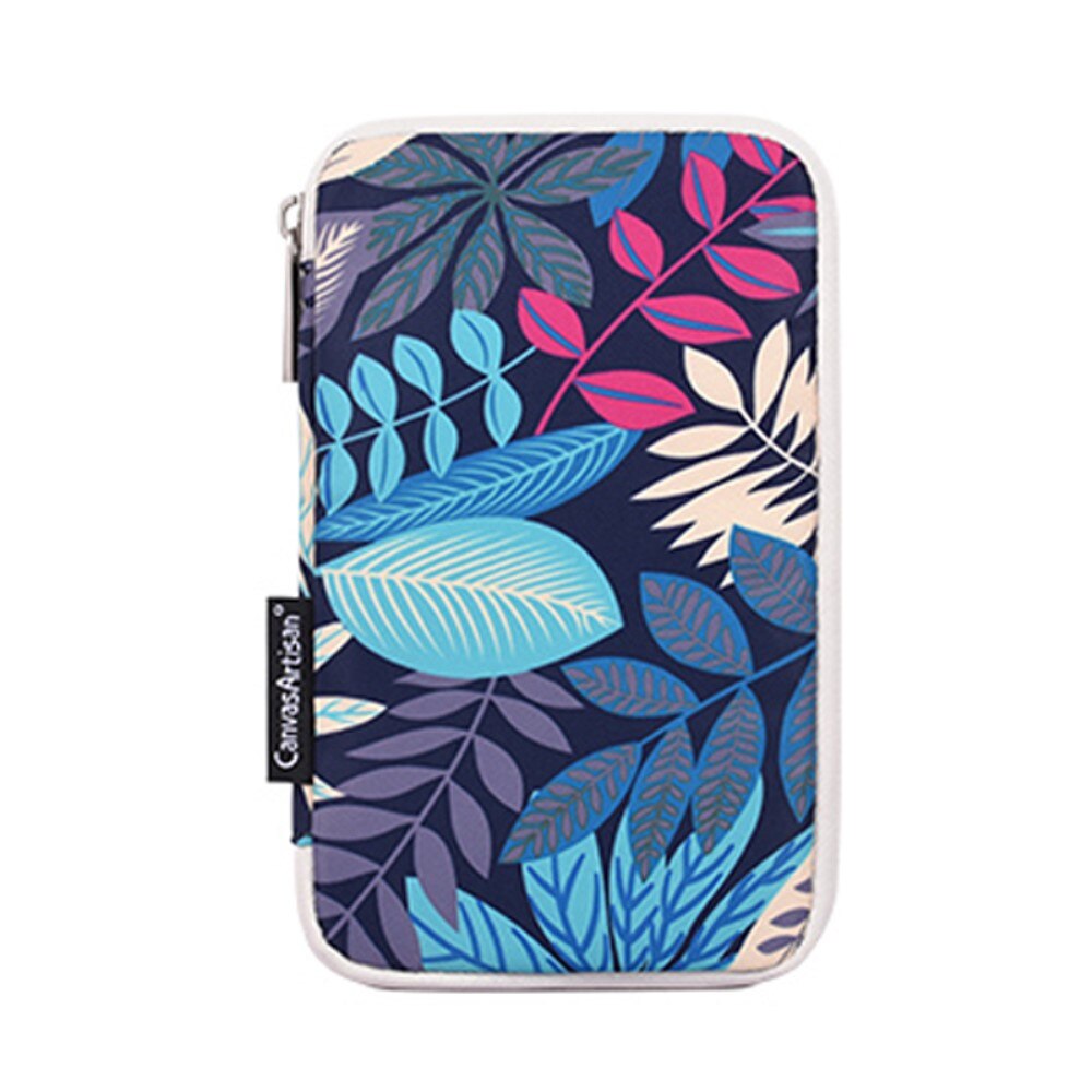 Etui laptop 13", XGSM, ultracompact, cu imprimeu frunze, albastru, include sasheta