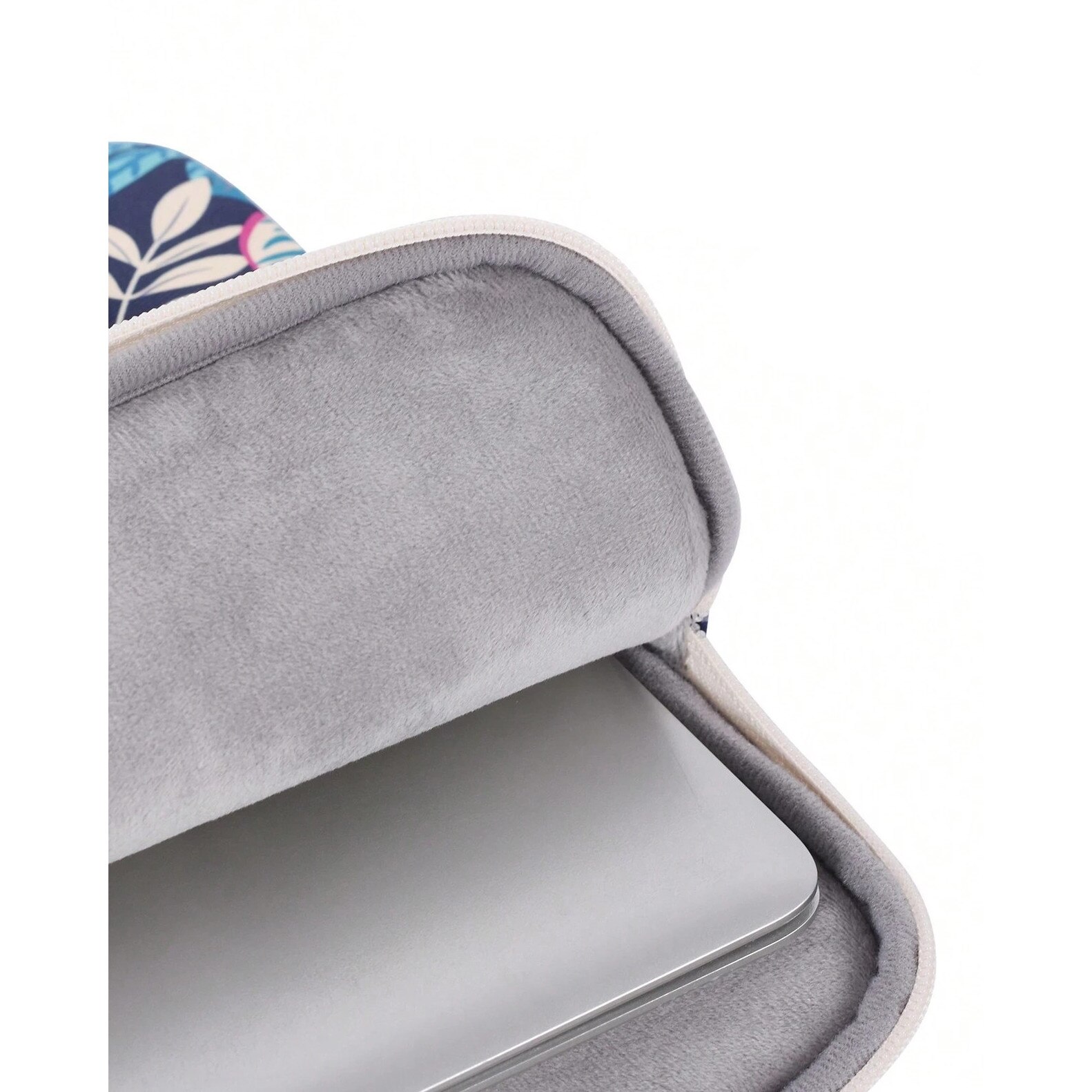 Etui laptop 13", XGSM, ultracompact, cu imprimeu frunze, albastru, include sasheta