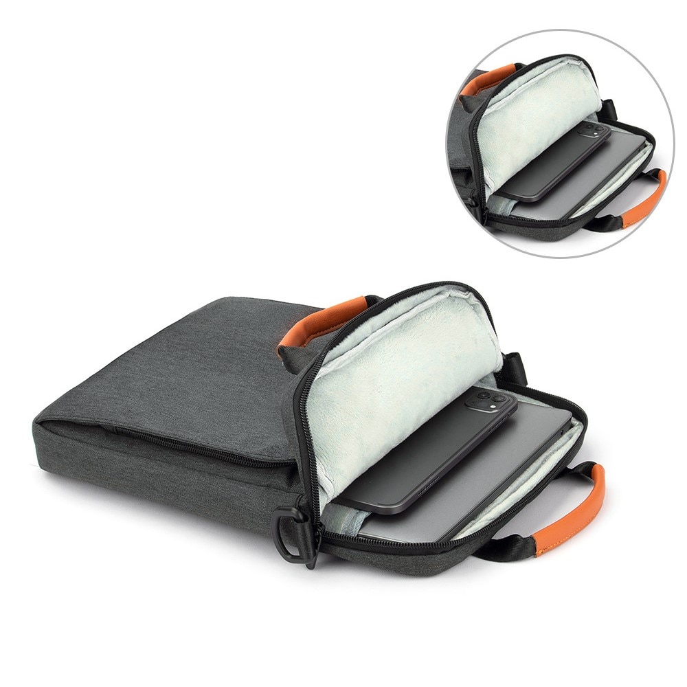 Geanta laptop 13.3", XGSM, impermeabila, design elegant, gri inchis, 34x4x25cm