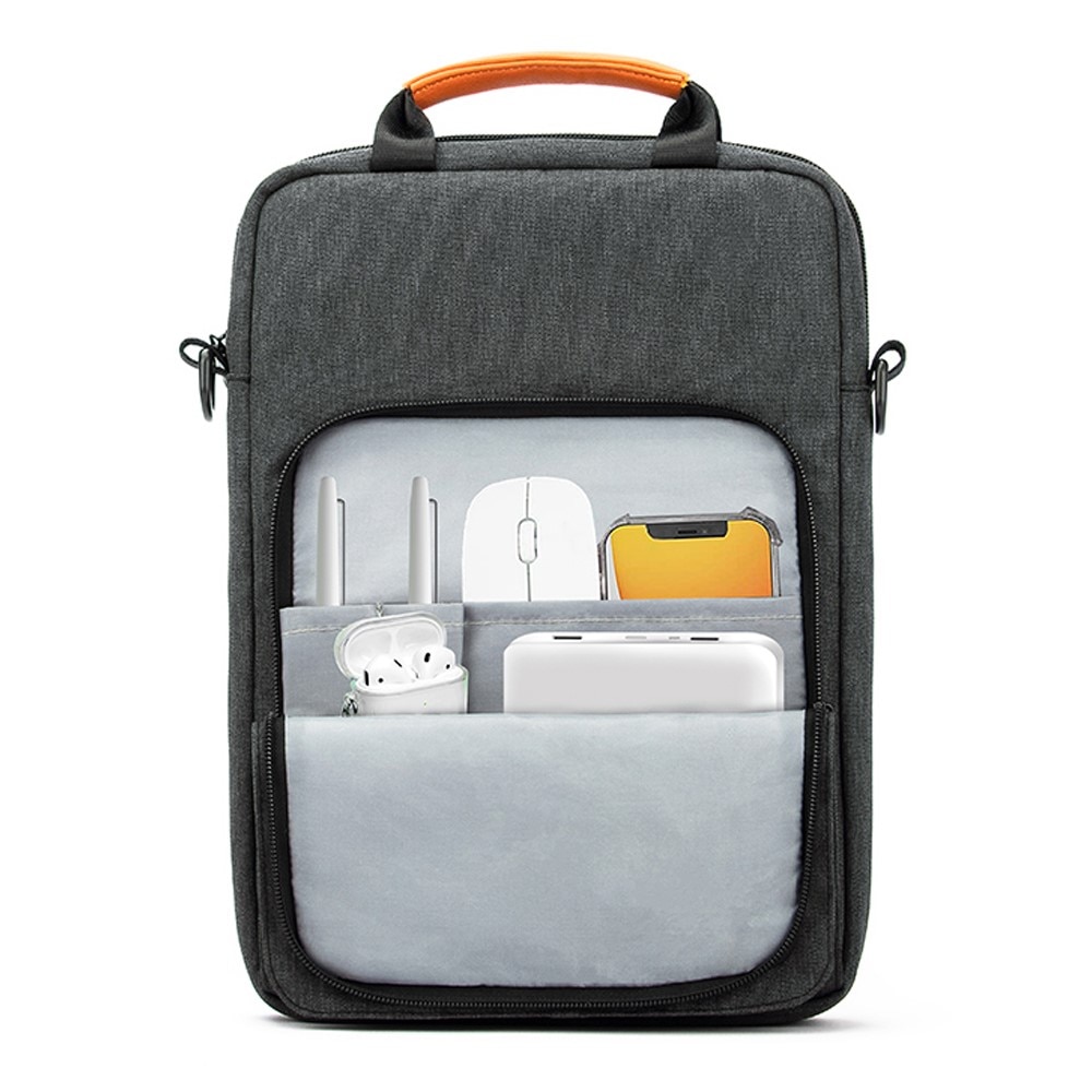 Geanta laptop 13.3", XGSM, impermeabila, design elegant, gri inchis, 34x4x25cm