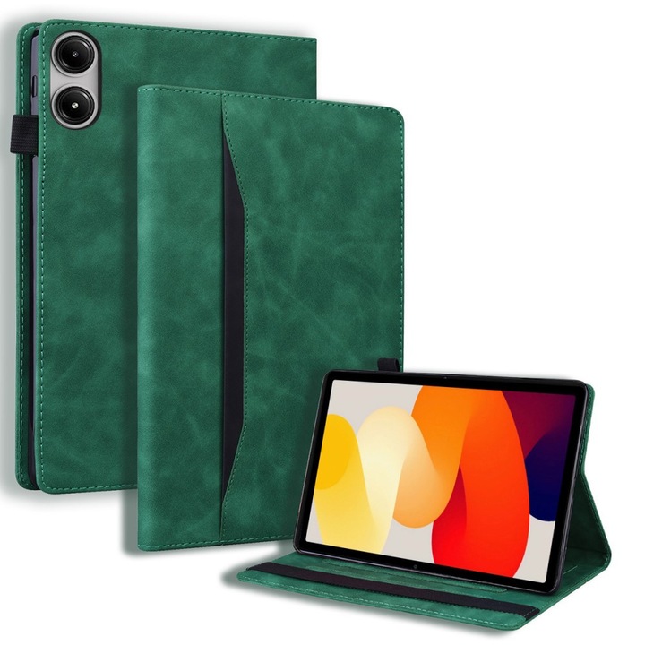 Husa tableta XGSM pentru Xiaomi Redmi Pad 2, verde, cu suport si compartimente pentru carduri