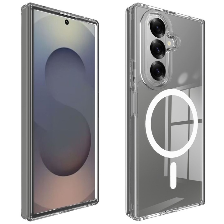 Husa telefon pentru Samsung Galaxy Z Fold7 5G, transparenta, compatibila cu MagSafe, TPU si acril XGSM
