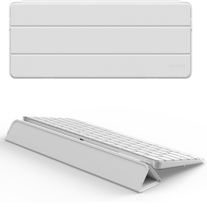 Etui pentru Apple Magic Keyboard cu Touch ID, Dexnor, alb, protectie completa, suport telefon, 2021-2024