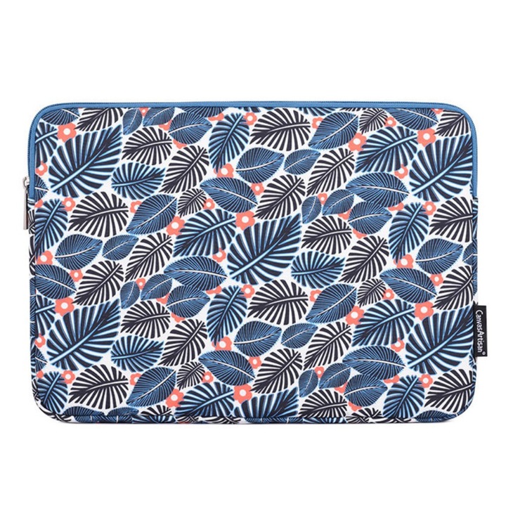 Etui pentru Laptop 13", XGSM, Niebiesc cu Motif de Lisci, Poliester, Dimensiuni 330x231x24mm