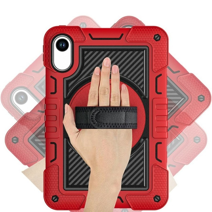 Husa tableta XGSM pentru Xiaomi Redmi Pad 2, rosu-negru, cu suport 360 si curea de umar