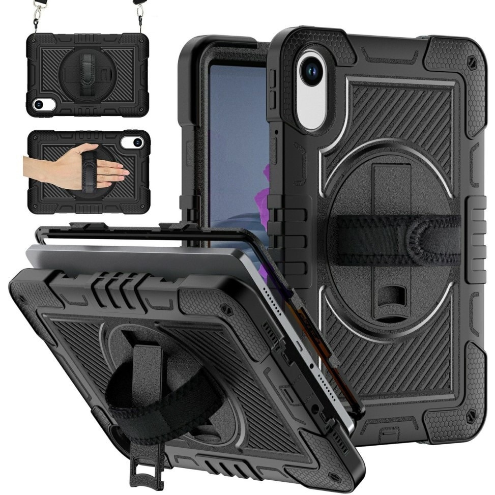 Husa tableta XGSM pancerata cu suport 360 si curea, neagra, pentru Xiaomi Redmi Pad 2