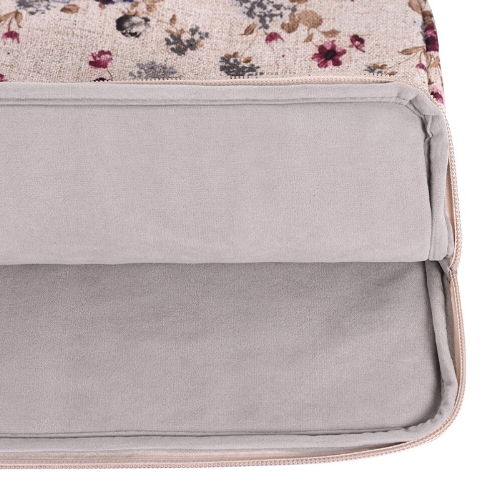 Etui laptop 13", Khaki, motiv floral, dimensiuni 355x251x24mm