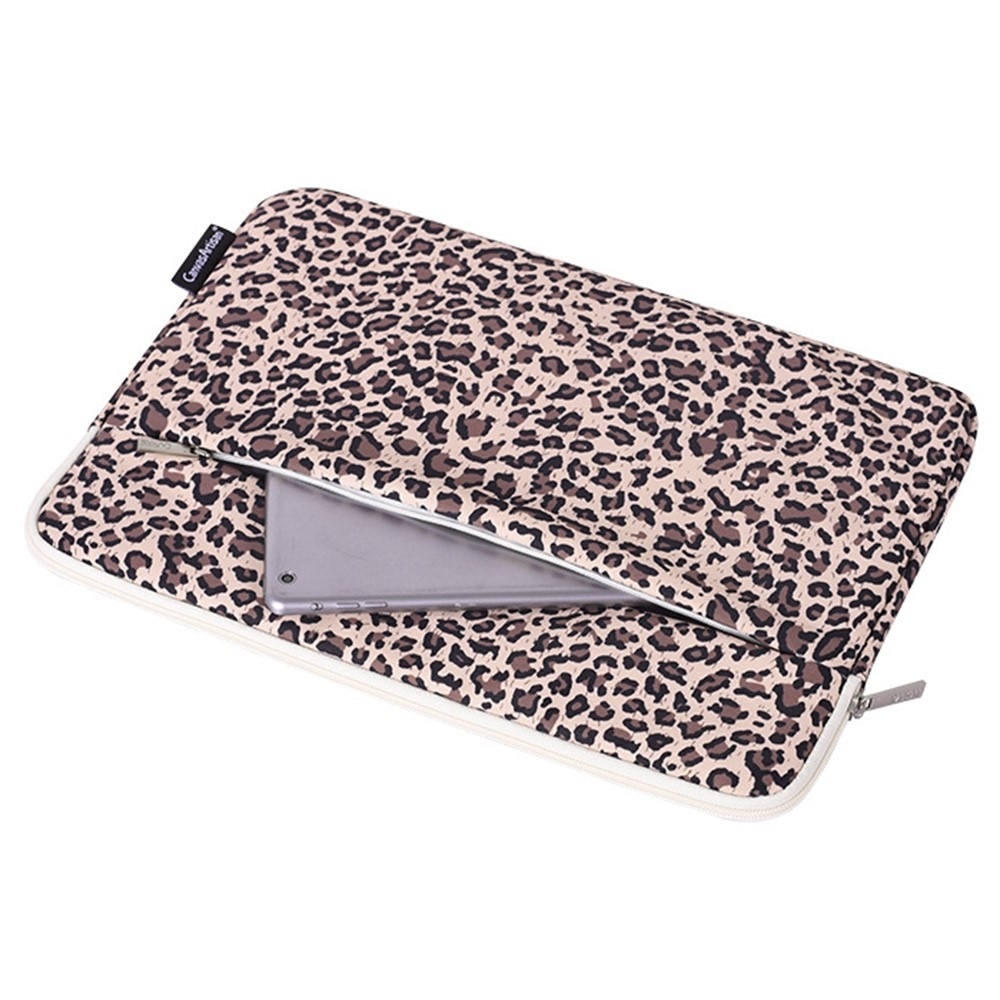 Etui laptop 13", XGSM, galben cu motiv pantera, material rezistent, design slim