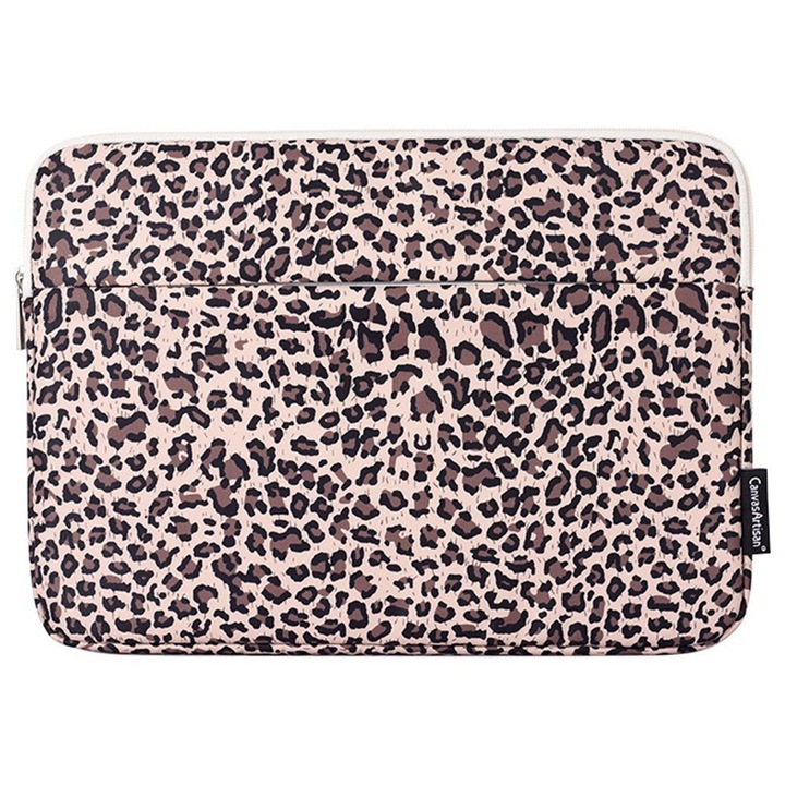 Etui laptop 13", XGSM, galben cu motiv pantera, material rezistent, design slim