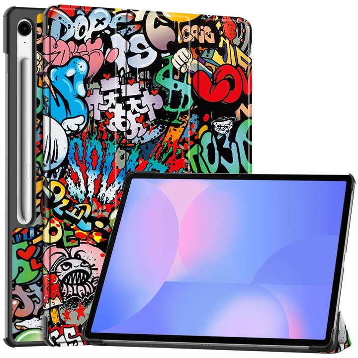 Etui tableta, XGSM, Samsung Galaxy Tab S10 FE+ Plus, multicolor, cu functie de suport si auto wake/sleep