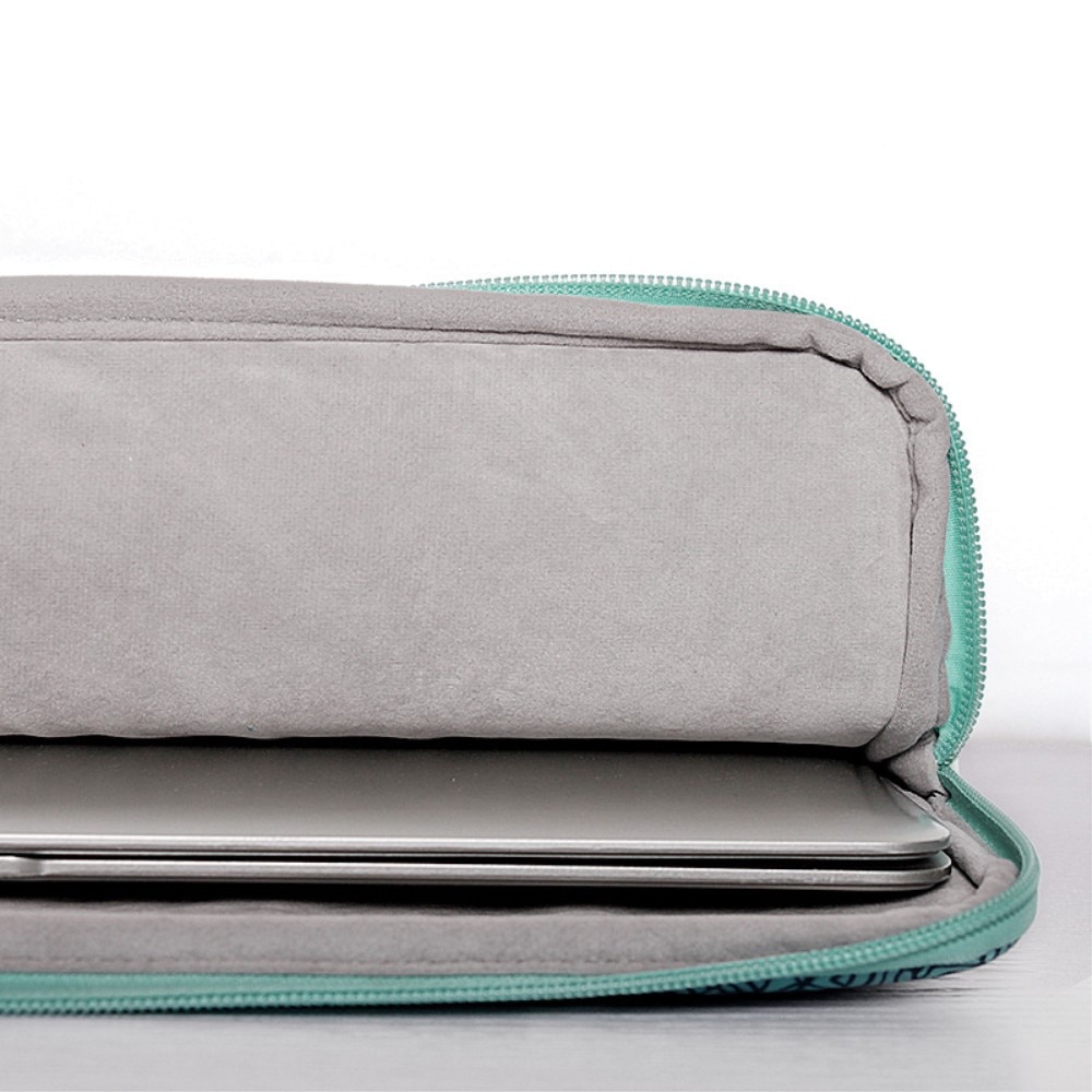 Etui laptop 13", XGSM, verde cu motiv de valuri, material rezistent, design slim