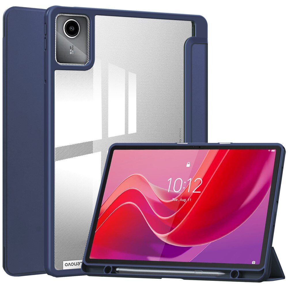 Husa tableta XGSM pentru Lenovo Tab M11, granat cu spate transparent, loc pentru stylus, functie stand duala
