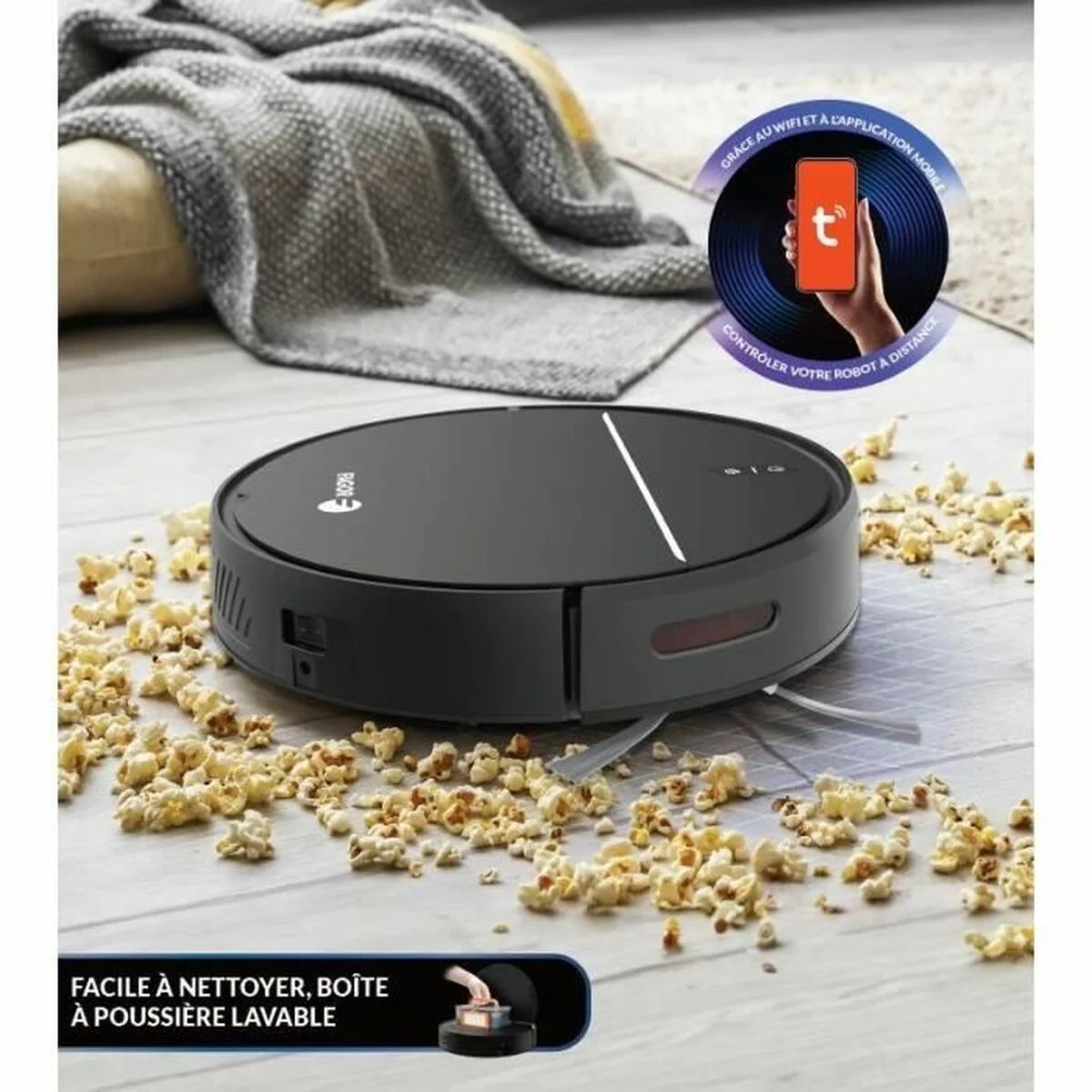 Aspirator robot Fagor FGR200, negru, capacitate 600 ml, conectivitate Wi-Fi