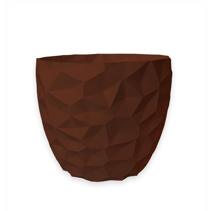 Ghiveci de flori 3d, Dunora, rotund 12 x 11 cm, Maro