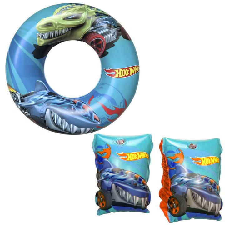 Комплект плувен пръстен и поплавък за ръце Hot Wheels (Predator)