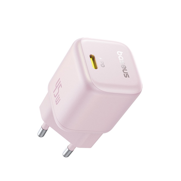 Incarcator priza Wall Charger PicoGo (P10176800413 00) GaN, Fast Charging, 45W, USB C Baby Pink Roz