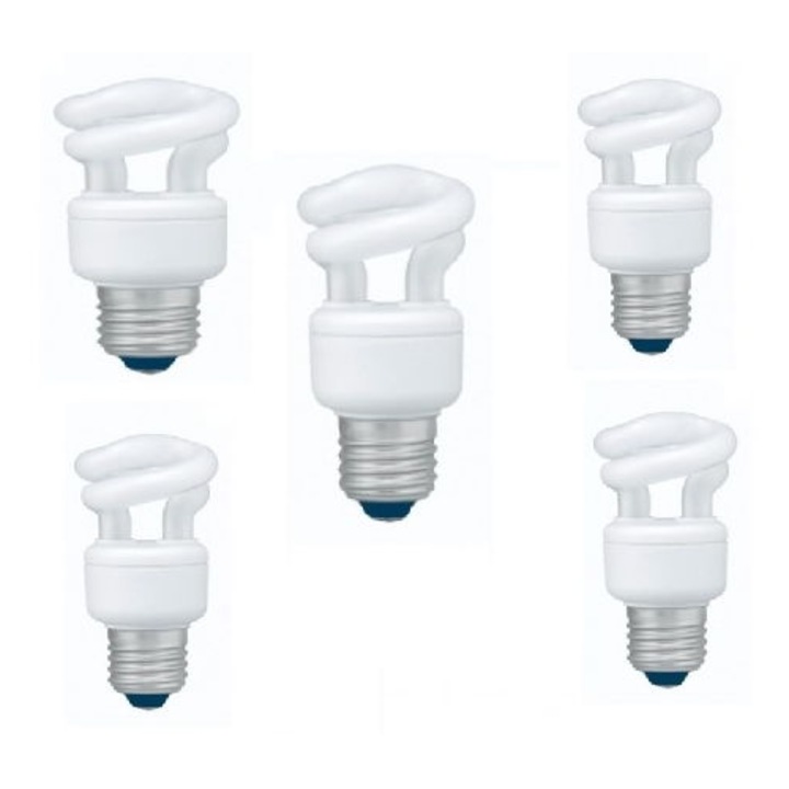 Комплект от 5 енергоспестяващи крушки Panasonic EFD5E27HD3E-5, мощност на лампата 5W, еквивалент на лампа с нажежаема жичка 30W