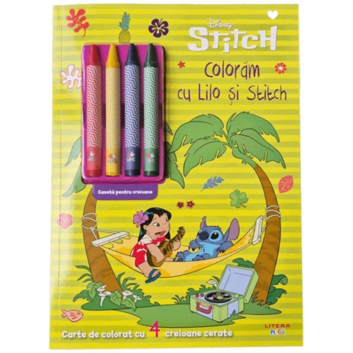 Disney Stitch. Coloram cu Lilo si Stitch. Carte de colorat cu 4 creioane cerate
