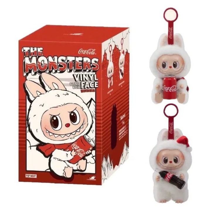 Figurină Labubu Monsters, TEMIO, 18 cm, costum pufos de iarnă, cutie surpriză