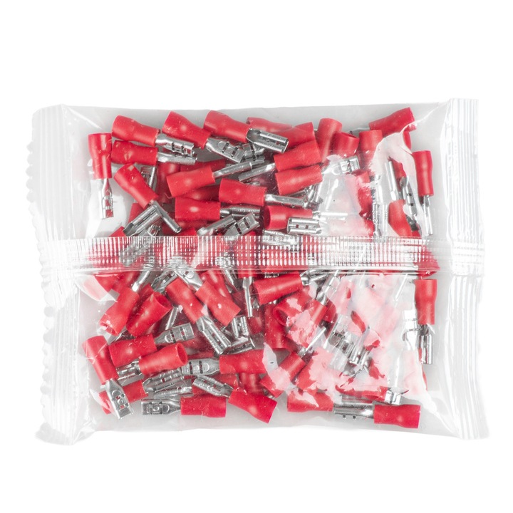 Set 100 conectori izolati mama VA0384 Vayox 0.5-1.5mm2 2.8mm Rosu