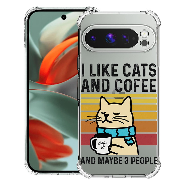 BestCase® Husa Anti Shock 1.5mm Compatibil cu Google Pixel 10 Pro / Pixel 10, cu Design Cats And Cofee, Reinforced 4 Corners, 3119593 AS 1851