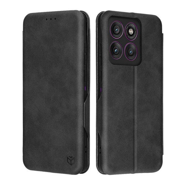 Защитен калъф, съвместим с Motorola Edge 60 Pro, Safe Wallet Plus, екологична кожа, черен