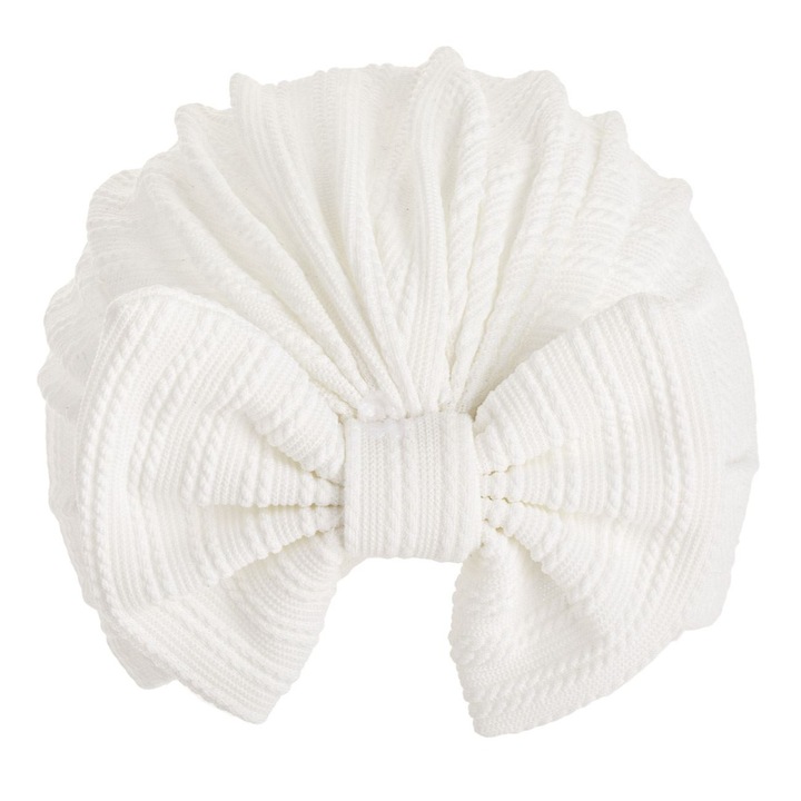 Екрю тюрбан шапка с райета и панделка за бебета