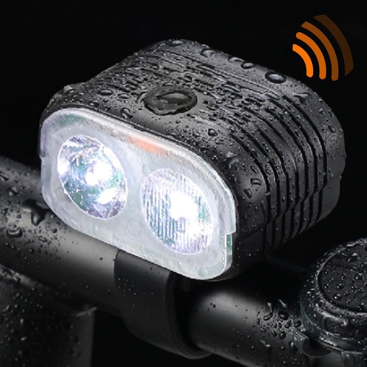 Фенерче за велосипеди с USB и електронен клаксон с 5 звука 5x4x3.5 см