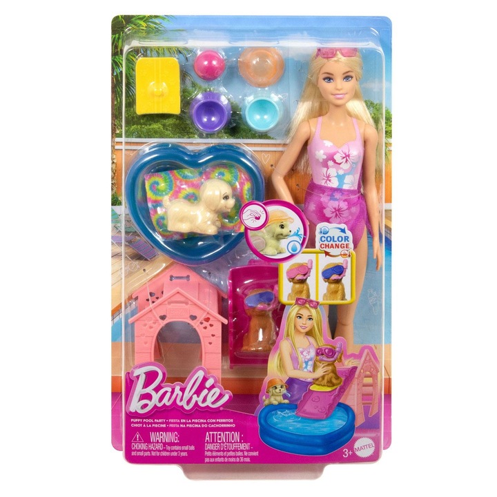 Barbie Puppy Pool Party baba, Mattel