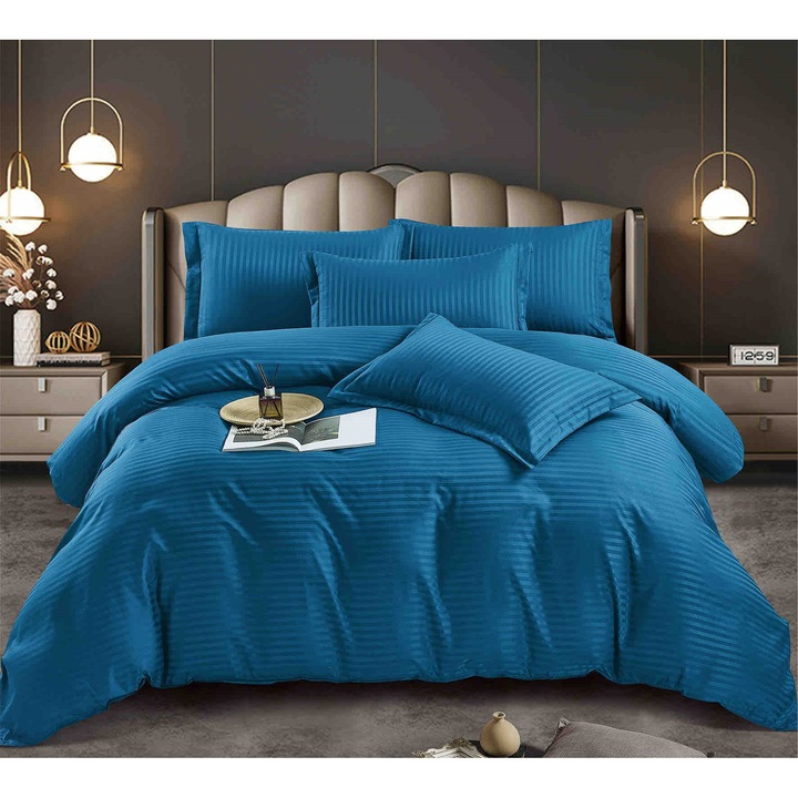 Dupla ágyneműgumi gumival, Damask Deluxe Prémium, 6 darab - Kék