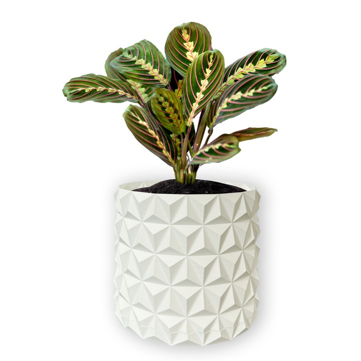 Ghiveci de flori 3d, Krystar, rotund 11 x 10 cm, Culoare Аlb