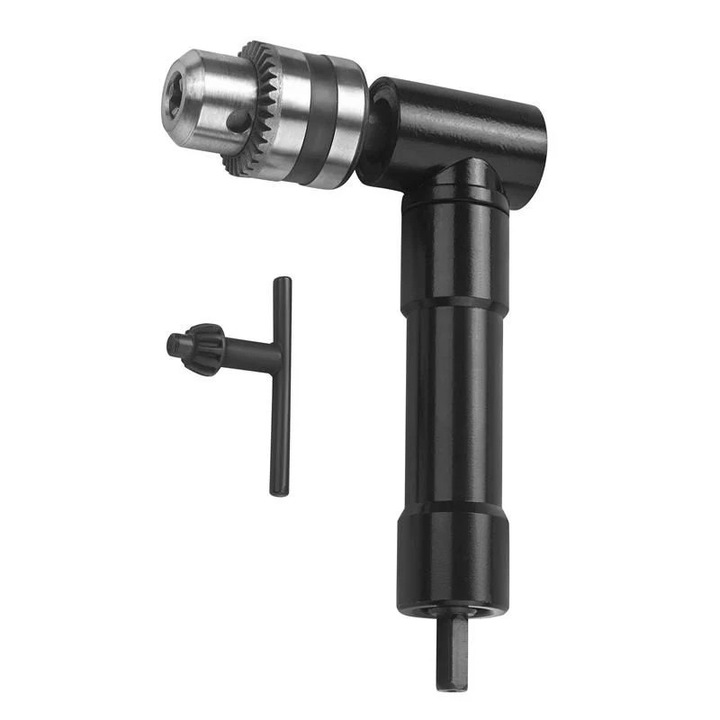 Adaptor unghiular pentru bormasină, Kraft&Dele KD10069, 90°, 1/4" hexagonal, material: oțel și plastic ABS