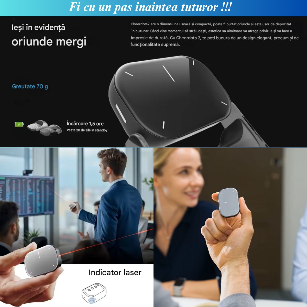 Samrt Mouse Mouse smart multifunctional, NEGRU, Wireless, functie inregistrare ...