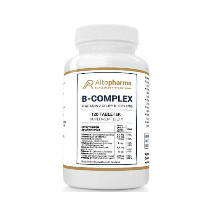 Supliment alimentar Vitamine B Complex, Altopharma, 8 vitamine B, 120 tablete
