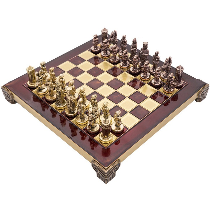 Византийски шах комплект Manopoulos, 20 см, фигури от червено-златист месинг, в елегантна кутия