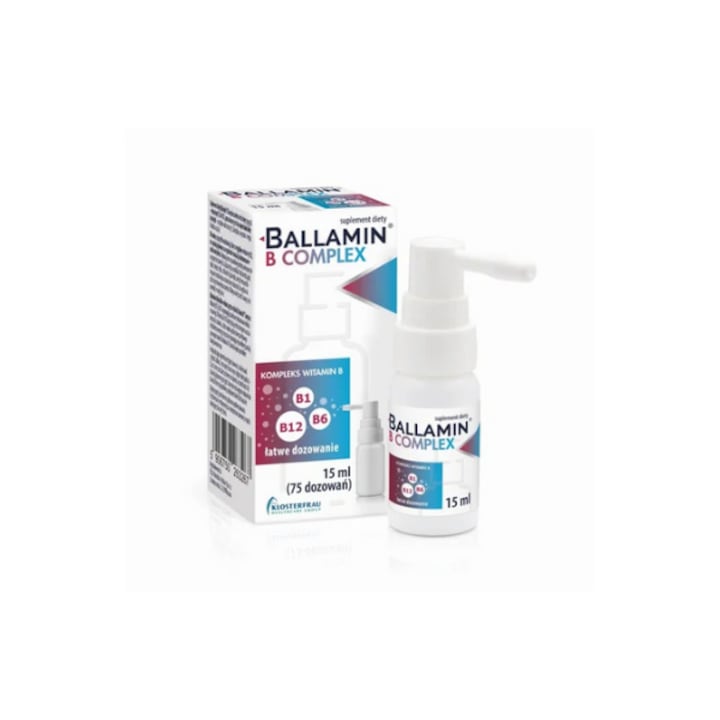 Spray sublingual Ballamin B Complex, 15 ml, vitamine B1, B6, B12