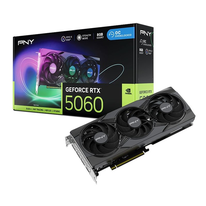 Videokártya PNY GeForce RTX5060, 8GB, GDDR7, RGB, 128bit