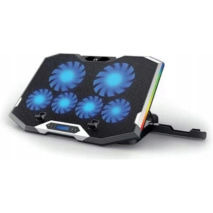 Racitor laptop Luka, 6 ventilatoare, RGB, 2 porturi USB, 17", reglabil