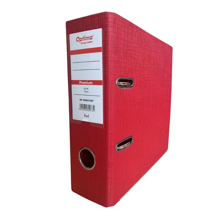 Biblioraft A5, Plastifiat Pp/pp, 75 Mm, Optima Premium - Rosu