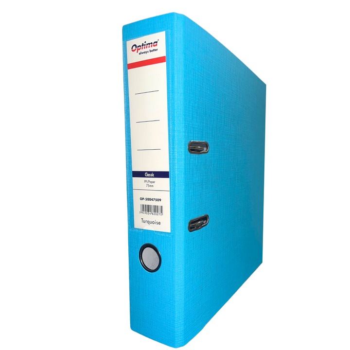 Библиорафт А4, Пластифициран Pp/хартия, Метален Ръб, 75 Мм, Optima Classic - Небесно Син