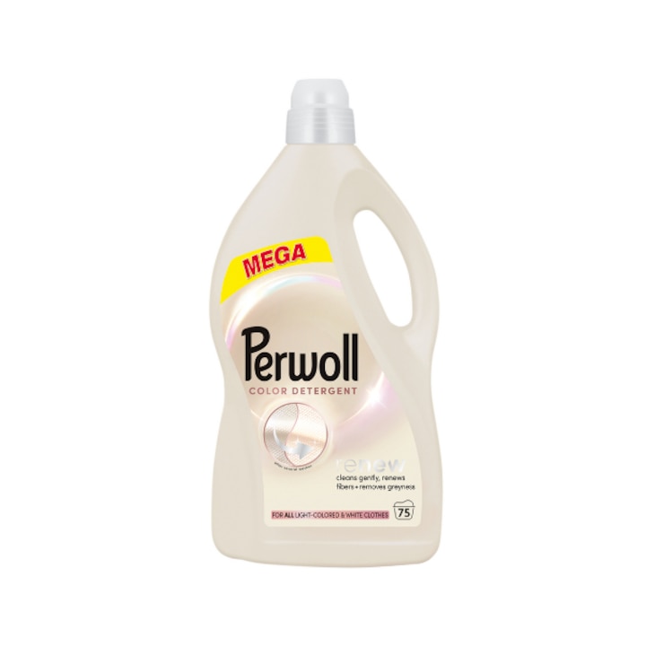 Течен перилен препарат Perwoll Renew Color, 3.75 л, за светли и бели тъкани