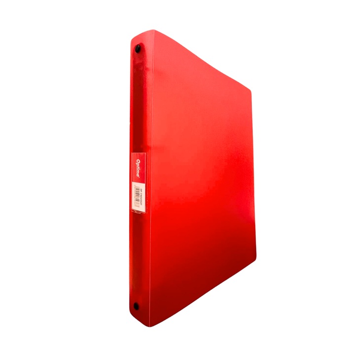 Папка с 4 ринга - D25 мм, гъвкави PP корици, Optima Flex - прозрачно червена