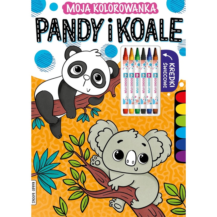 Книжка за оцветяване с цветни моливи, BOOKS&FUN, Панди и Коале