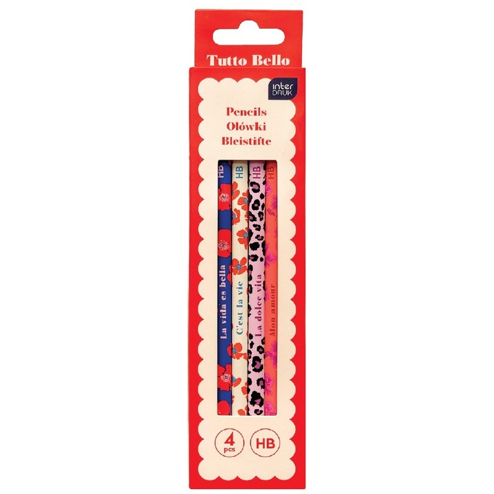 Set 4 creioane cu radiere, Interdruk, multicolor