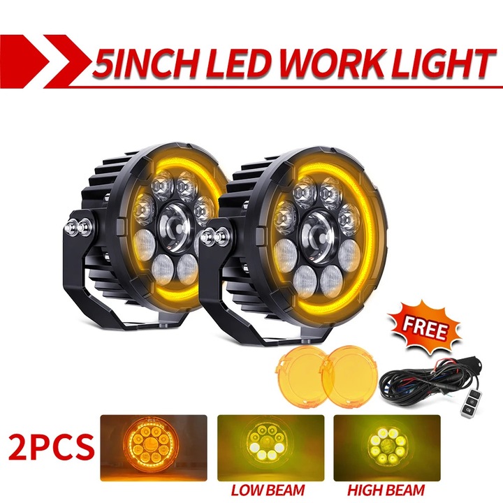 Lumini de ceata pentru motocicleta, LED, galben, IP68