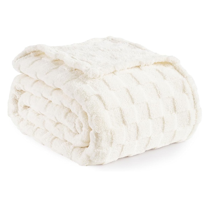 Одеяло за диван, Axroad Mall, Пухкаво одеяло, Топлина, Меко и леко, Дишащо, Несвиваемо, Устойчиво на намачкване, Издръжливо, Лесно за поддръжка, Карирана форма, За легло, диван или хол, Полиестер, 200x230см, Бежов