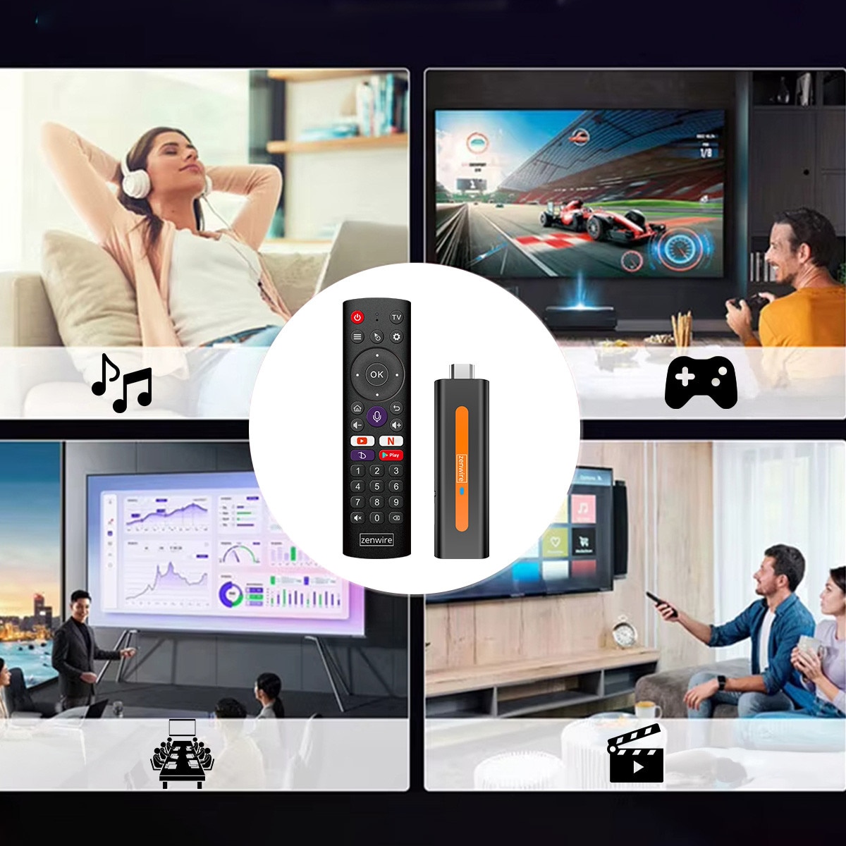 Mediaplayer Android 14 Zenwire® TV98 H618 TV Stick 4K, HDMI 2.0 4K